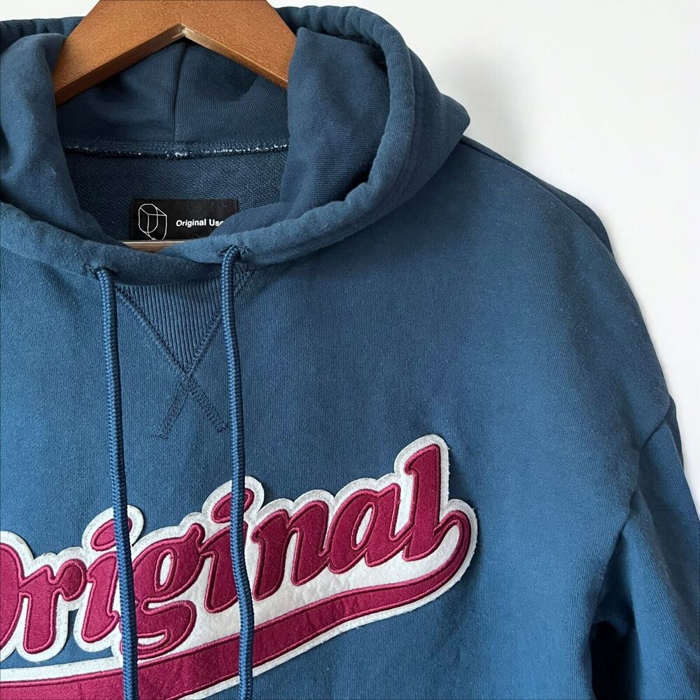 Original Patch Kangaroo Hoodie Sweatshirt Original Use Blue Burgundy Men's Small - Picture 7 of 12
